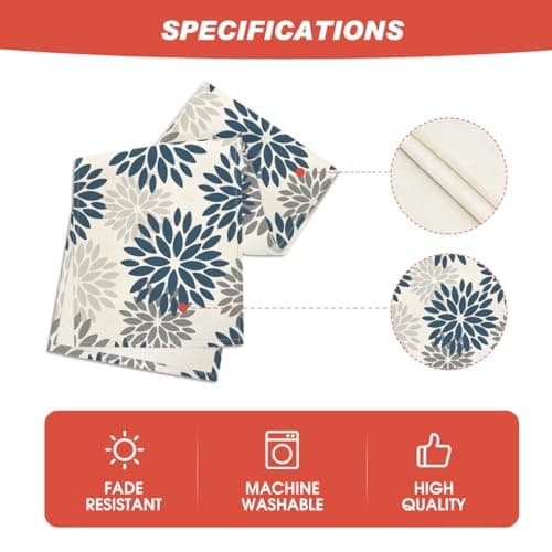 Artoid Mode Dahlia Aqua Floral Pinnata Flower Summer Table Runner, Seasonal Winter Holiday Kitchen Dining Table Decoration for Home Party Decor 13x72 Inch 5