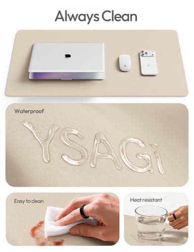 YSAGi Leather Desk Pad Protector, Office Desk Mat, Large Mouse Pad, Non-Slip PU Leather Desk Blotter, Waterproof Laptop Desk Writing Pad for Office and Home (23.6" x 13.8", Eggshell) 8