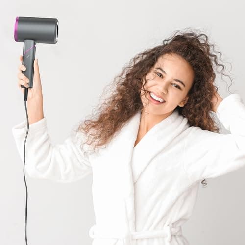 LOVEPS Hair Dryer Without Diffuser, 1800W Ionic Blow Dryer, Foldable Handle Travel Hair Dryer, Constant Temperature Hair Care Without Hair Damage, Dark Purple 6