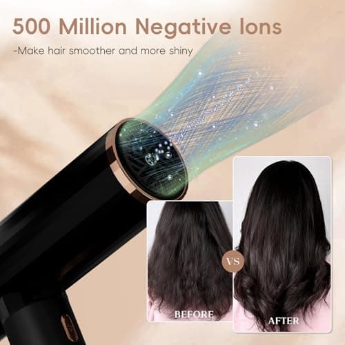 Nicebay Ionic Hair Dryer with diffuser for Curly Hair,1600W &110000RPM High-Speed Brushless Motor for Fast Drying,Professiona Blow Dryer for Women,Low Noise,Lightweight,Lock Function,Travel Home Salon 5