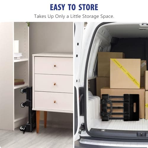 KEDSUM 550 LBS Folding Hand Truck with 6 Wheels(2 with Brake), Collapsible Dolly Cart with Wheels, Thickened Upgraded Steel Trolley Cart for Easy Moving, No-Assembly, with 2 Lashing Straps 8