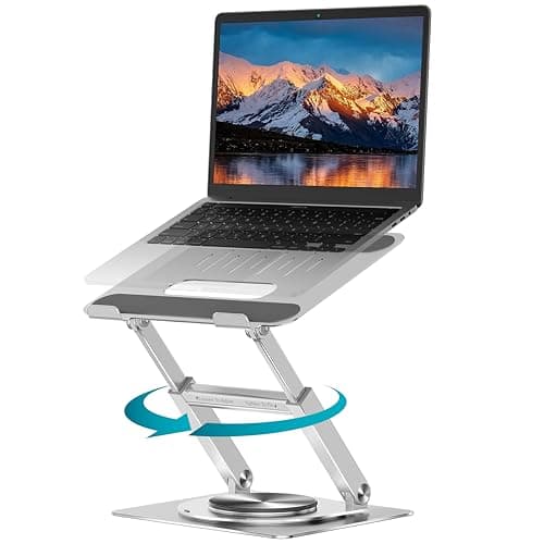 Lifelong 360 Rotating Ergonomic Laptop Stand for Desk, Laptop Riser with Swivel Base, Adjustable Computer Stand for 10-17" MacBook Pro & All Laptops- Portable Standing Desk Converter- Height 16"