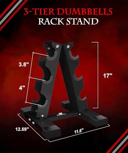 Fitness Alley 3 Tier Dumbbells Storage Rack - 120 LB Capacity Dumbbells Weight Rack - 2.0MM Thickness Weight Organizer Stand for Home Gym - Easy Assembly 4