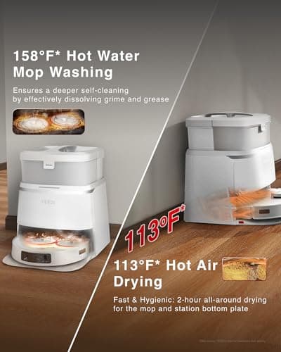 Yeedi M12 Ultra Plus Robot Vacuum & Mop – White Upgraded Version | 11800Pa Stronger Suction, ZeroTangle Hair-Free Brush, Includes 4 Dust Bags, Auto Hot-Water Mop Wash & Dry 6