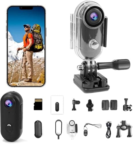 Li&Lu 4K Thumb Action Camera, Sports & Action Video Cameras Portable for Cycling, Motorcycle (with 64G-Card, Black)