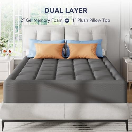 ELEMUSE 3 Inch Dual Layer Memory Foam Mattress Topper 3466 6
