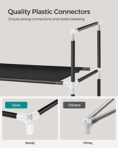 SONGMICS 3-Tier Shoe Rack, Shoe Storage for Hallway Closet, Slim and Space-Saving, Metal Frame, Non-Woven Fabric Shelves, Black ULSH053B01 7