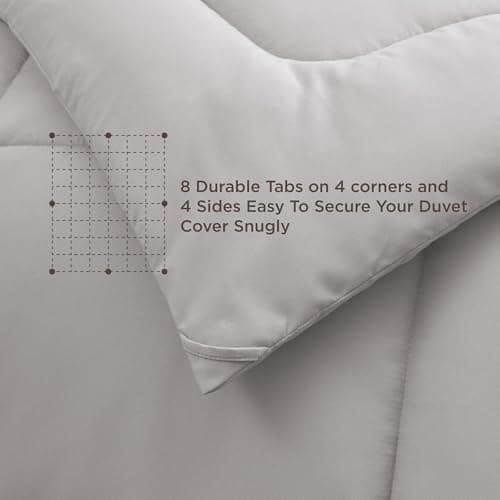 Bedsure Comforter Duvet Insert - Quilted Comforters Twin XL Size, All Season Duvet, GentleSoft Down Alternative Bedding, with 8 Tabs, Gifts for Women/Men, Light Grey, Twin XL 92 x 68 Inches 7