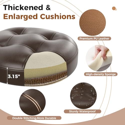 Office Drafting Chair with Footrest, Tall Height Adjustable Stool with Back Support, Heavy Duty Rolling Stool Chair with Wheels for Office Home Kitchen Bar Shop Guitar Studio Medical Vanity(Brown) 5