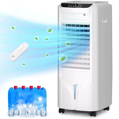 Uthfy 32 Inch Swamp Cooler Air Conditioner, 3 IN 1 Evaporative Air Cooler with 4.2 Gal Water Tank, 4 Mode, 3 Speed, Remote Control, 120° Oscillation, 12 H Timer, Portable AC for Indoor Room, Bedroom