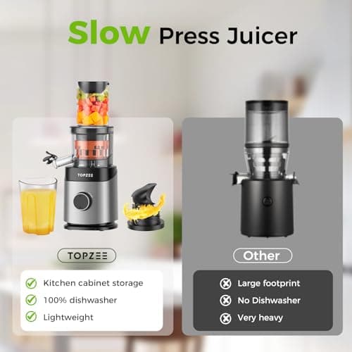 Cold Press Juicer, Large Feed Chute Juicers Machines for Whole Vegetables and Fruits Easy to Clean Self Feeding Effortless for Batch Juicing High Juice Yield, BPA Free, Grey 3