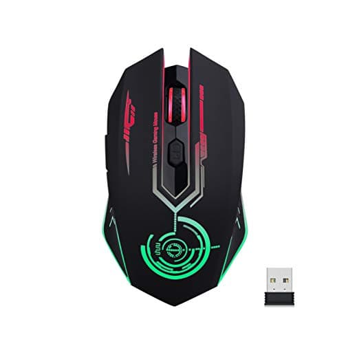 UHURU Wireless Gaming Mouse Rechargeable, Up to 10000DPI, 6 Programmable Buttons, 7 Color Changeable, 2.4G USB LED RGB Wireless Mouse for Computer, PC, Laptop, MacBook, MMO, Gaming