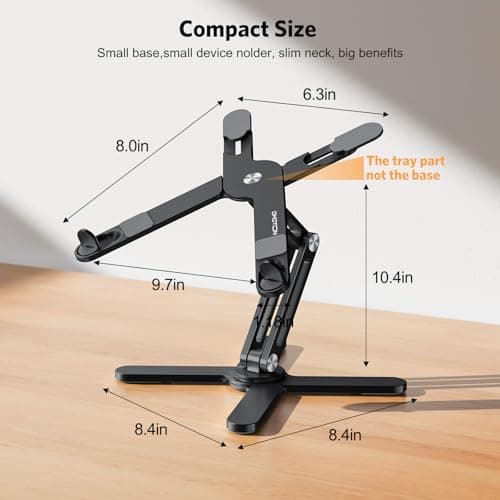 OMOTON 360° Rotating Laptop Stand Riser for Desk, Ergonomic Foldable Computer Stand Adjustable Height Angles for Collaborative Work, Easy Storage Fit Macbooks,All Laptops up to 16 inches, Black 5