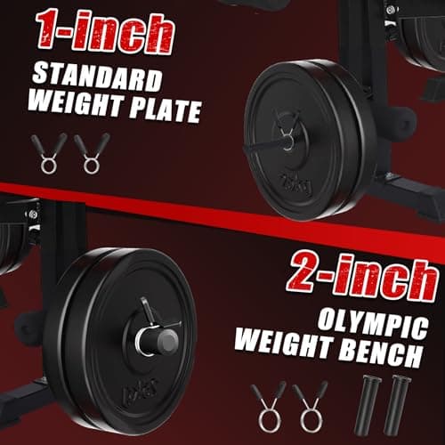 MAIDOMA 1500LBS 6 in 1 Weight Bench Set with Leg Extension/Curl and Preacher Curl, Bench Press Set and barbell Rack with Safety Bar Catches, Foldable Workout Benches for Home(US Stock) 6