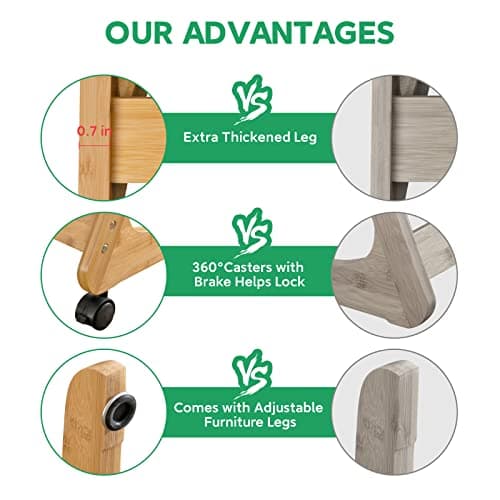 Nnewvante TV Tray, Sofa Side End Laptop Table with Wheels, Desk Snack Tray for Small Spaces Living Room and Bedroom, 23.5 Inch x 15.8 Inch (Standard with 360° Casters, Bamboo/White) 6