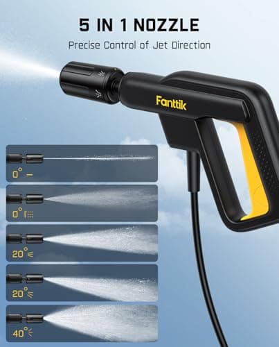 Fanttik NB8 Fold Cordless Electric Pressure Washer w/3.2Gal Tank, 5-in-1 Nozzle, Max 220PSI, 10FT Hose, 4000mAh Lithium Battery, Type-C Charging, Portable Sprayer Washer for Camping, Pet Cleaning 5