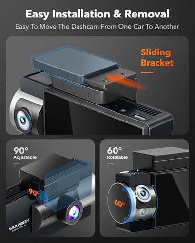 WOLFBOX i17 4K 3 Channel Dash Cam, 5.8GHz WiFi & GPS with 64GB Card, 4K+1080P+1080P Dash Cam Front and Rear Inside, Triple Car Camera with 3 Inch Screen, IR Night Vision, WDR, 24H Parking Mode 8