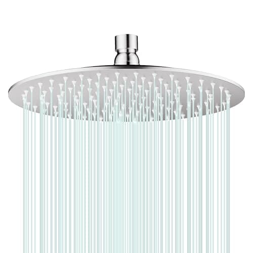 AULEEND All Metal Rain Shower Head - Heavy Duty Stainless Steel, Easy Install, High Water Flow, Ultra-Thin Modern Design for Bathroom (Chrome, 10)