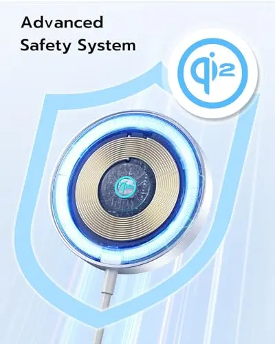 NEWQ Qi2 Wireless Charger with MagSafe, Magnetic Wireless Charging Pad Compatible with 15W Ultra-Fast for iPhone 15/15 Plus/15 Pro/15 Pro Max/14/13/12 Series (White) 6