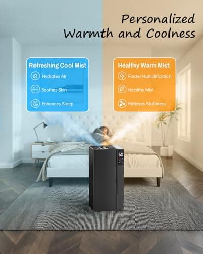 Mifasol Humidifier Large Room Warm and Cool Mist, 5.3Gal/20L Humidifiers for Home 1500 sq ft, Humidifiers for Bedroom Plants Office Commercial Large Areas, Carbon Black 5