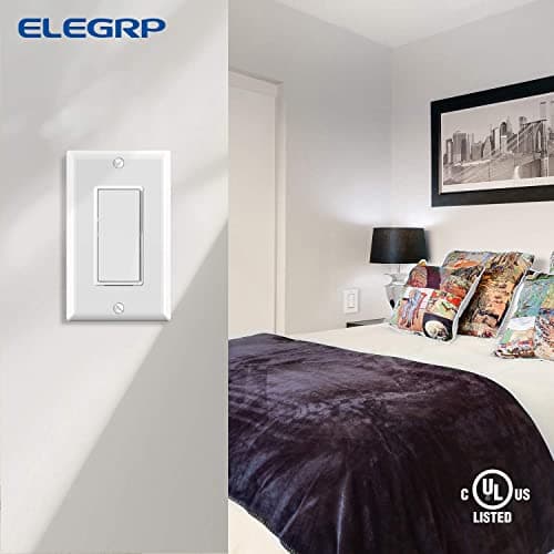 ELEGRP 4 Way Decorative Light Switch, 15Amp, 120-277 Volt, AC Decorator Rocker Paddle Wall Switch Replacement, Self-Grounding, Residential and Commercial Grade, UL Listed (10 Pack, Glossy White) 7