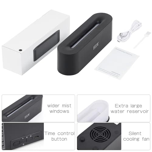 Flame Essential Oil Diffuser 150ml - Humidifiers for Bedroom with 7 Selectable Color Lights, Diffusers for Home with Timer and Auto Shut-Off - Ideal for Rooms and Offices (Black) 8