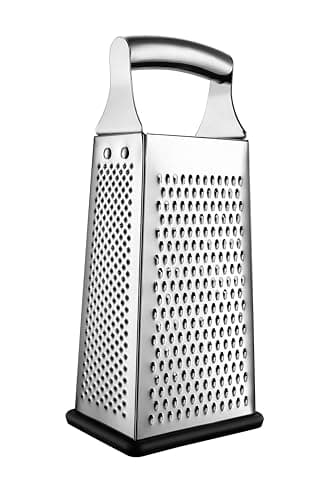 Spring Chef Professional Large Parmesan Cheese Grater, Stainless Steel Metal Box Grater with Handle, 4 Sided Handheld Kitchen Food Shredder for Cheese, Carrot, Veggie, Ginger, Potato - Dishwasher Safe 9