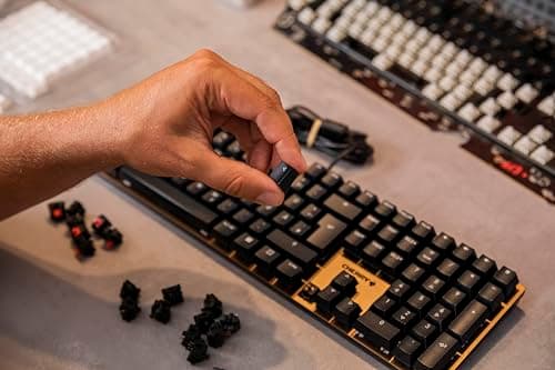 Cherry KC 200 MX, Wired Mechanical Office Keyboard, Modern Design with Elegant Aluminum Surface, USB-A Connection, MX2A Silent RED Switches, Black/Bronze 9