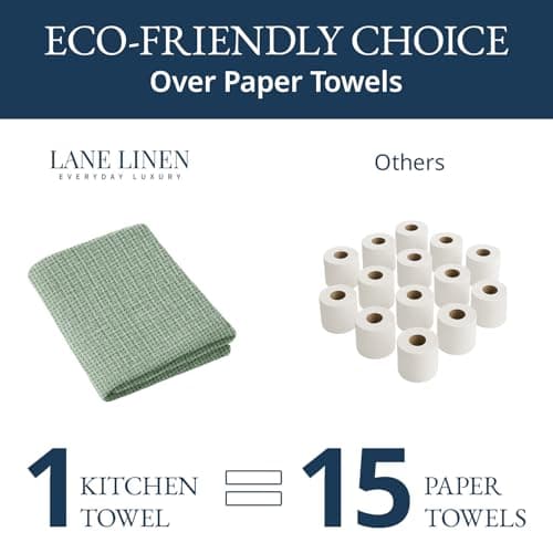 LANE LINEN Cotton Kitchen Towels Set, 6-Pack – Absorbent, Quick-Drying Dish Towels, 18" x 28", Premium Hand and Tea Towels - Olive 7