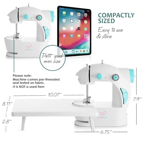 Mini Sewing Machine for Beginners, 122-Piece Portable Sewing Machine, Dual Speed Small Sewing Machine, Adults and Kids Sewing Machine, Travel Beginner Sewing Machines with Sewing Kit and Book, Blue 9