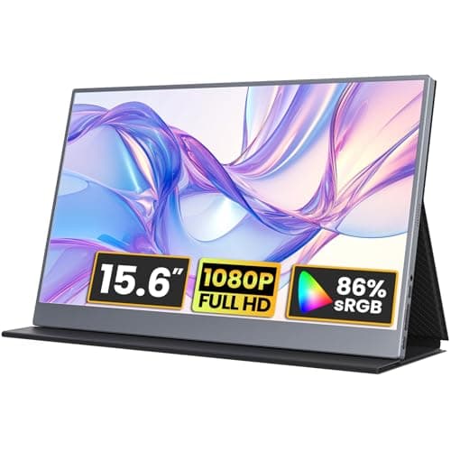 kksmart Portable Monitor 15.6 inch 1080P FHD 86% sRGB 60Hz, Travel Monitor for Laptop MacBook Surface PC Xbox PS5, HDMI USB-C VESA Compatible Built-in Speaker