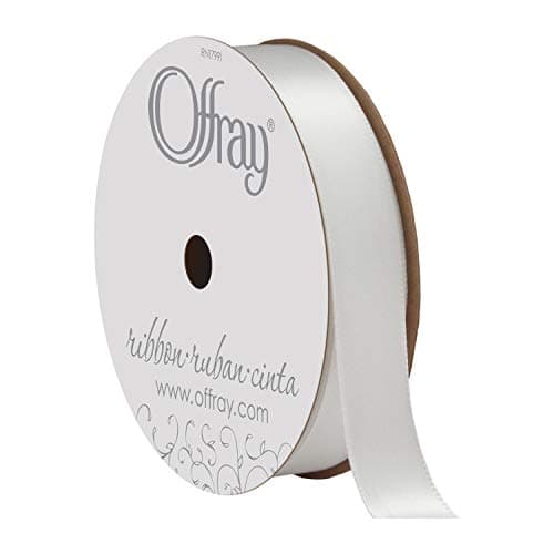 Berwick 061152 5/8" Wide Single Face Satin Ribbon, White, 6 Yds