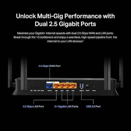 TP-Link Dual-Band BE3600 Wi-Fi 7 Router Archer BE230 | 4-Stream | 2×2.5G + 3×1G Ports, USB 3.0, 2.0 GHz Quad Core, 4 Antennas | VPN, EasyMesh, HomeShield, MLO, Private IOT | Free Expert Support 5