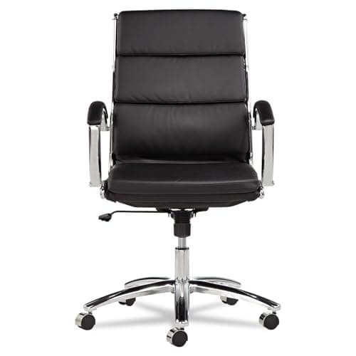 Alera Neratoli Series Mid-Back Swivel/Tilt Chair, Black Leather, Chrome Frame 6