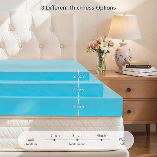 SyMax Memory Foam Mattress Topper, Gel Infused Foam Topper, Breathable Bed Topper, Pressure Relieving, CertiPUR-US Certified, 3 Inch, Queen Size 6