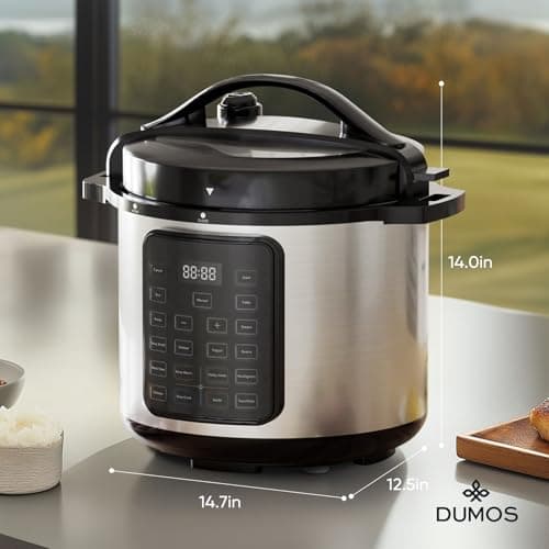 DUMOS 16-in-1 Electric Pressure Cooker 8 QT Stainless Steel Multi Cooker Electric for Pressure, Rice, Steamer, Yogurt Maker, Slow Cook, Black 10