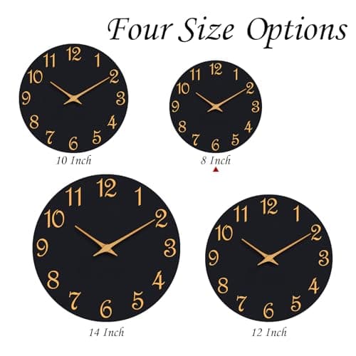 Roymnie Wall Clock, 8 Inch Modern Wall Clocks Battery Operated, Small Silent Non Ticking Clock Decorative for Kitchen, Bathroom, Bedroom, Desk, Bookshelf (Black Gold) 5