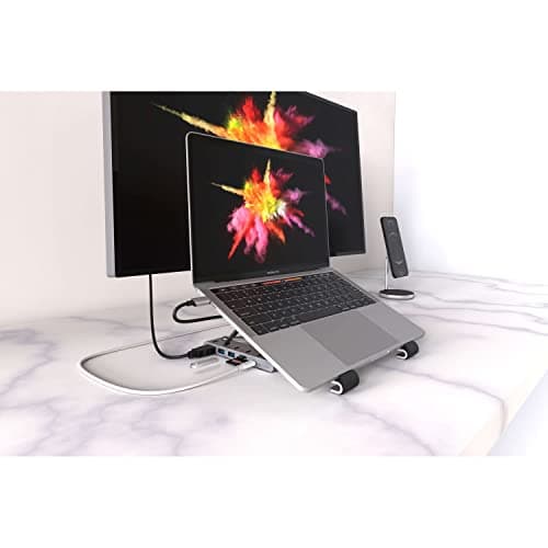 HyperDrive 7 in 1 USB C Hub Laptop Stand - HDMI 4K30Hz, USB-C 100W PD, USB-A 5Gbps, SD/MicroSD, Compatible with MacBook/iPad/Windows/Chrome - 10”-17” Laptop Docking Station Stand 8