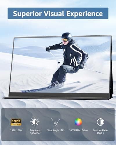 Yodoit Portable Monitor for Laptop, 15.6" 1920×1080 Travel Screen FHD IPS Display with USB Type C Port, Speakers and Smart Cover Compatible with PC, MacBook, Xbox (Black) 5