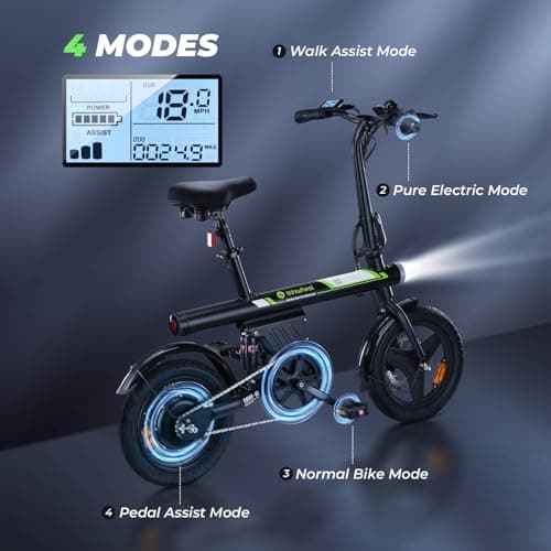 isinwheel U1 Electric Bike for Adult 750W Peak Motor, 20 mph Folding Ebike, 14" Adults Electric Bicycles with Smart Uphill, 280.8Wh Battery, Mini E Bikes for Adults Teens, G𝗶fts for Teen Boys Girls 5