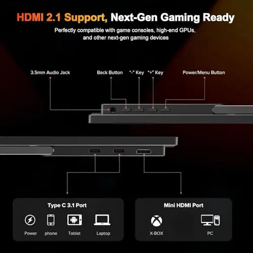 UPERFECT 2.5K 240Hz QLED Portable Monitor, 16" 2560x1600 QHD 100% DCI-P3 400 Nits Portable Gaming Monitor w/Stand & VESA, Adaptive Sync HDMI 2.1 External Screen for Laptop PC Phone Game Console 8