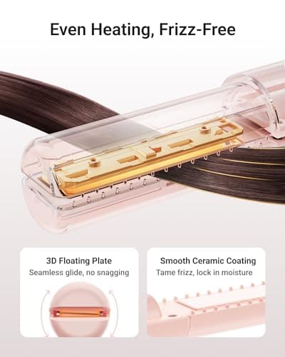 XCOOL Cordless Hair Straightener and Curler 2 in 1, Mini Curling Iron Straightener Combo with 5000mAh Battery, Portable Ceramic Flat Iron for Travel, USB-C Rechargeable, 15s Fast Heating, Pink 7