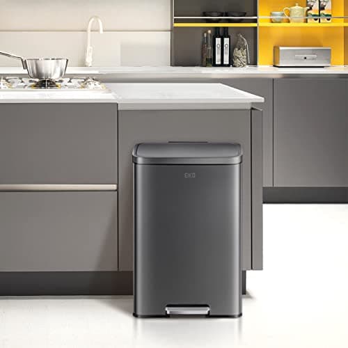EKO Madison Matte Black 50 Liter/13.2 Gallon Step Trash Can with Inner Liner - Fingerprint Resistant Finish 7