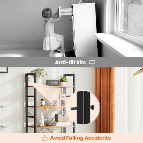 Sweetcrispy Book Shelf, 5 Tier Bookcase, Modern Tall Bookshelf for Garage Kit, CDs, Movies, Industrial Corner Storage Organizer for Bedroom Home Office Kitchen Living Room, Rustic Brown 7