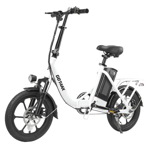 Gotrax NEPHELE 16" Folding Electric Bike, Max Range 28Miles(Pedal-assist) &15.5Mph Power by 350W Motor, Front Suspension&Adjustable Seat and Handlebar, Commuter Electric Bicycle for Adults/Teens White