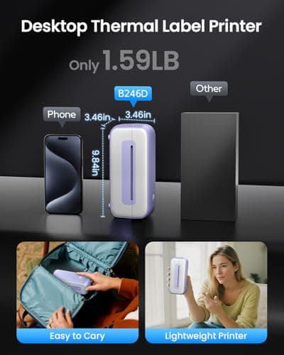 USB Thermal Shipping Label Printer, 4x6 Inkless Label Machine for Small Business&Office&Warehouse, Labeller Printer Compatible with Windows Mac Linux Chrome, Used for Amazon, Ebay, Shopify, Purple 6