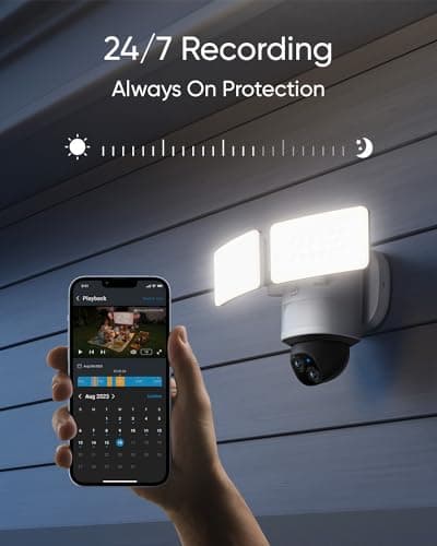 eufy Security Floodlight Camera E340 Wired,360° Pan and Tilt,24/7 Recording,Dual-Band Wi-Fi, 2,000 Lumens,Motion-Activated,Dual Camera,HomeBase 3 Compatible,Local Storage,No Monthly Fee (Renewed) 5