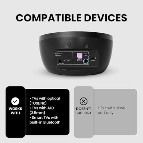 Avantree Medley Clear - Wireless Earbuds for TV Listening & Watching with Transmitter & Charging Dock, Clear Dialogue, Enhanced Volume, Soundbar Passthrough, 20H Bluetooth Neckband Headphones 3