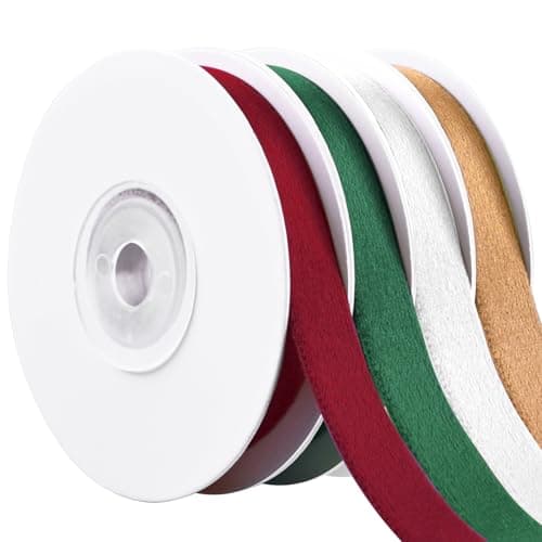Showin Velvet Christmas Ribbon，Double Face 3/8" x 20Yd for Christmas Wreath Decoration Handmade Craft Ornaments Gift Wrapping, Bow Making, Christmas Tree