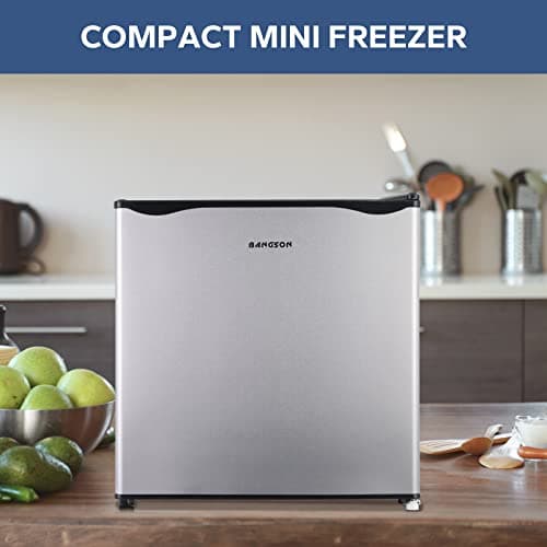 BANGSON Upright Freezer,1.1Cu.ft Energy-Saving Mini Freezer with Removable Shelf with Ultra Low Power 40W, Single Door Small Freezer for Home/Dorms/Apartment/Office(Silver) 8